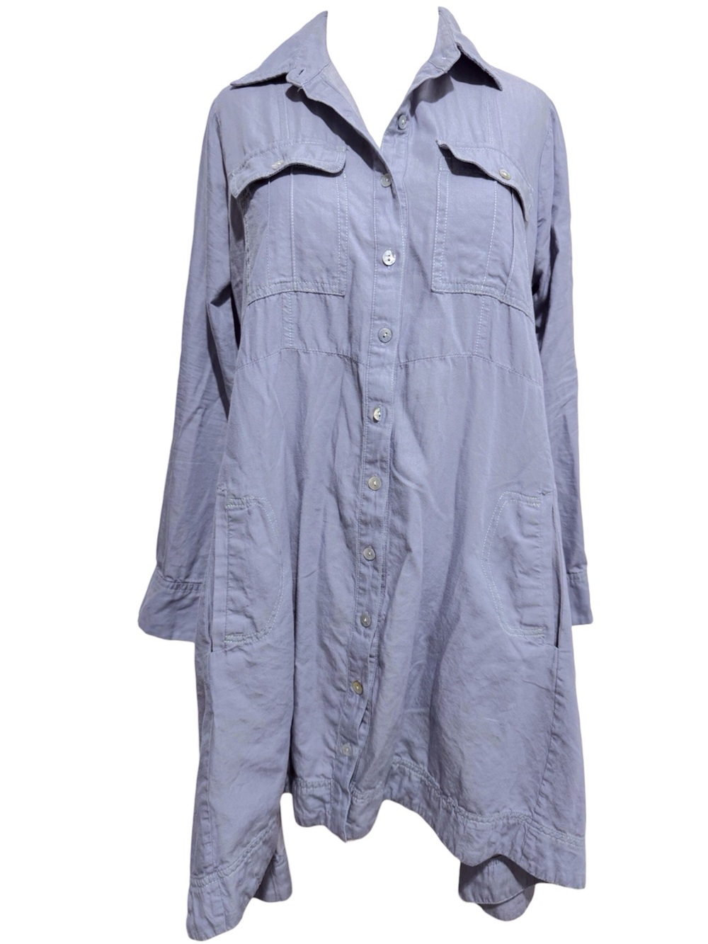 Uncle Frank Cotton Tencel Button Down Shirt Dress Long Sleeve Size XSmall